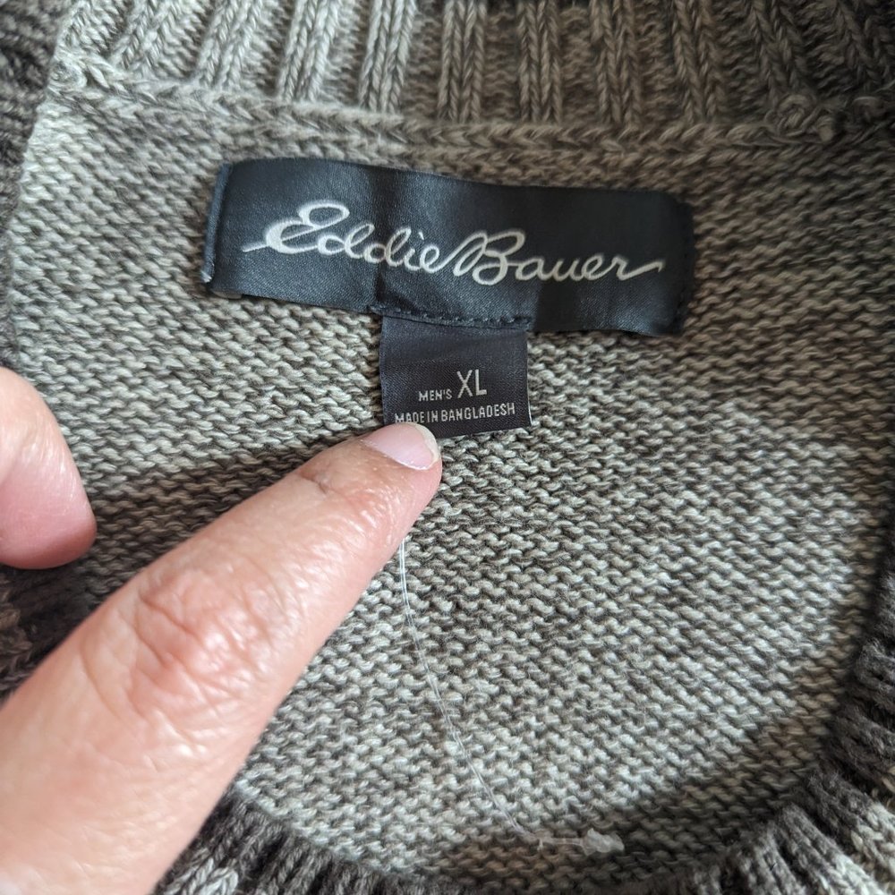 Eddie Bauer 100% cotton Brown Pullover Sweater Men’s Size XL - NWOT - Picture 9 of 13